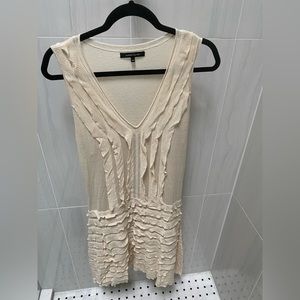 Nanette Lepore cream knit dress with ruffles and underslip